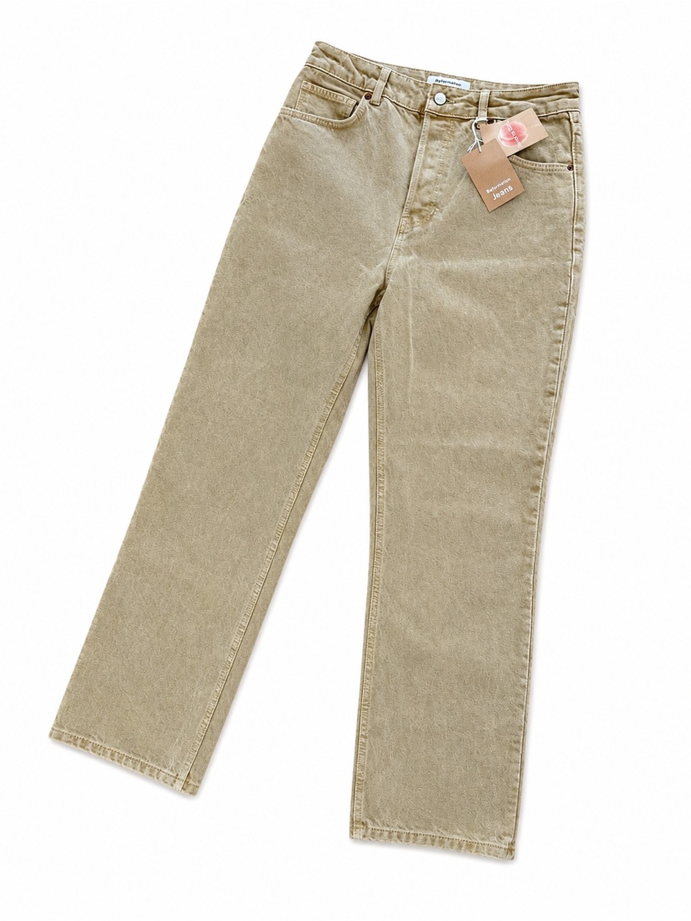Reformation Beige Straight-Leg Jeans